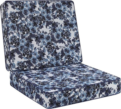Favoyard Deep Seat Patio Cushion 24 x 24 x 4 in Waterproof Seat & Back Cushion Set with Color Fade Resisitant Pattern, Portable Handle, Attach Straps, Zipper on Removable Cover for Outdoor Furniture
