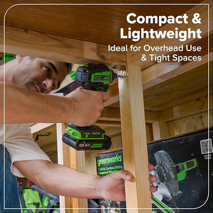 Greenworks 24V Brushless 10PC Power Tool Combo, Drill+Impact Driver+Circular Saw+Recip Saw+Jig Saw+Sander+Light+Multi-Tool+Nailer+Grinder (2) 4.0Ah+2.0Ah Batteries (24,000mAh Power Bank) USB-C Charger