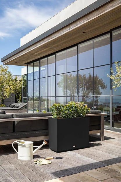 Veradek Block Series Span Plastic Planter - Tall Rectangular Planter for Indoor or Outdoor Patio/Porch | Durable All-Weather with Removable Insert Bucket | Modern Design for Plants, Flowers, Garden