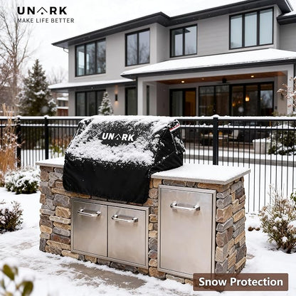 Built-in Grill Cover for Outdoor Grill, 32 Inch Island BBQ Covers for Outside Kitchen Grill Covers Heavy Duty Waterproof with Plush Lining (32" W x 26" D x 24" H Inches, Black)
