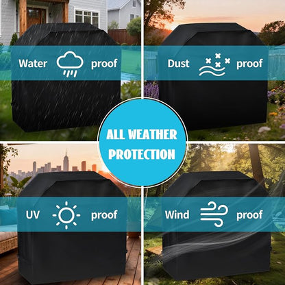 Waterproof 48 Inch Grill Cover for Gas BBQ - Heavy Duty Outdoor Grill Protector with UV & Fade Resistant, Adjustable Straps