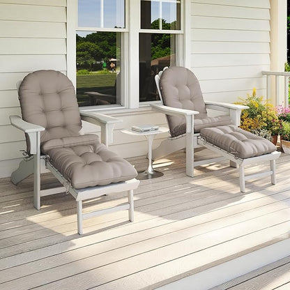 Adirondack Chair Cushion with Ottoman, Folding Adjustable Adirondack Seat Cushions, Waterproof Adirondack Patio Chair Pads for Garden, Deck, or Poolside, Small-Beige-2