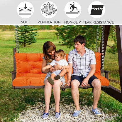 Replacement Cushions for Swing, Swing Cushions 3 Seater Replacement, Waterproof Thicken Washable Pad Cushion for Outdoor Indoor Furniture Swing Patio (Orange, 40x71 inch)