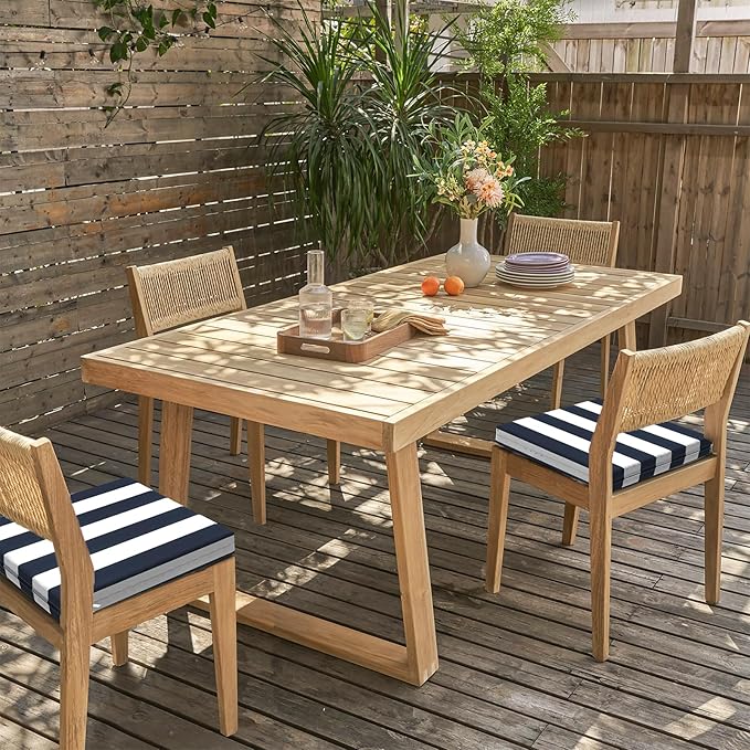 LVTXIII Outdoor Chair Cushions 18.5"x16"x2" Pack of 2, Water-Repellent Square Corner Memory Foam Seat Cushions with Ties for Garden Patio Furniture, Cabana Navy