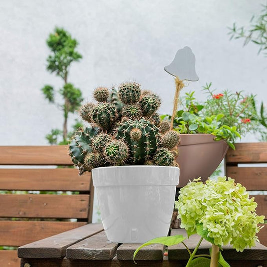 DecoPots - 7.1 Inch Self Watering Planter - Modern Flower Pot with Water Level Indicator for All House Plants, Flowers, Herbs (Diameter 7.1", White/Black)