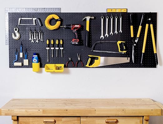 WallPeg Pegboard Kit - 4 Each 24"x16" Peg Board Panels - Made in USA - Mounted Size is 64" x 24" Pegboards Wall Organizer for Walls Home, Garage Tool Storage, Office Organization, Kitchen, Craft Room