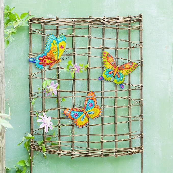 J-Fly Metal Butterfly Wall Decorations Garden Decor Room Decor, Lawn Ornaments Ladybugs Live- 3 Pieces, Outdoor Garden Yard Decor for Home and Office Christmas Decoration Gifts