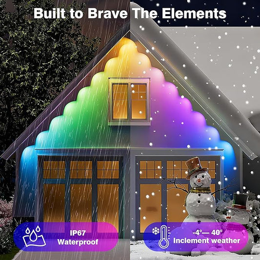 247FT Permanent Outdoor Lights, Permanent RGB 90 LEDs IP67 Waterproof, App and Remote Control Color Changing Eave Lights for Holiday, Christmas, Party, Garden Decor