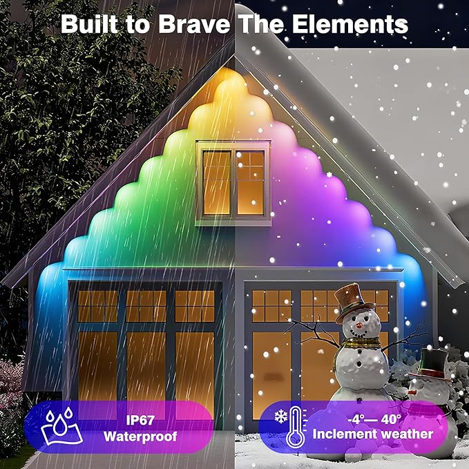 148FT Permanent Smart Outdoor Lights,App Control 54 LEDs IP67 Waterproof, Color Changing Eave Lighting with Remote, Works with Alexa for Christmas, Halloween, Party, Daily Decor