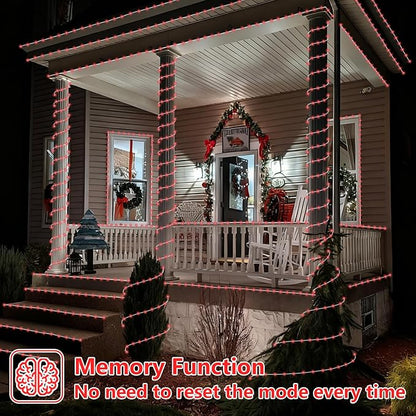 YEGUO Solar Christmas Lights Outdoor Waterproof, 2 Packs Each 33ft 100 LED Rope Lights, 8 Modes Fairy String Lights in Clear Thin Tube for Camping Fence Patio Garden Trampoline Deck(Red)