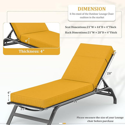 Chaise Lounge Cushions Outdoor, 72" L X 21" W X 4" D Lounge Chair Cushions for Outdoor Furniture, High-Density Foam Outdoor Chaise Cushion-Waterproof Fade-Resistant ThickPatio lounge chair cushion