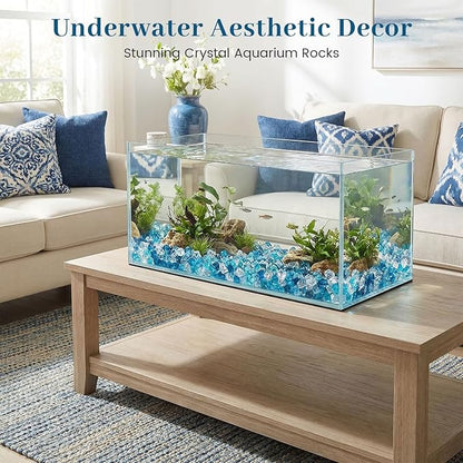 DomeStar 500PCS Assorted Blue Fake Ice Rocks Vase Fillers, Aquarium Gravels Small Stones for Fish Tanks Decorations Home Table Scatter