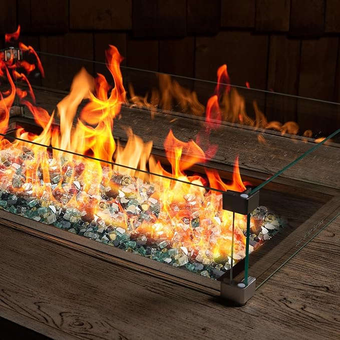 Mr. Fireglass 10 Pounds Blended Reflective Fire Glass, 1/2 Inch Fire Pit Glass for Propane Firepit Fireplace and Landscaping, Glass Rocks for Outdoor & Indoor Use, Light Green, Onyx Black, Platinum