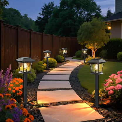 Sparkblaze 10 Pack Solar Pathway Lights Outdoor, LED Solar Yard Lights Dusk to Dawn Solar Garden Lights for Lawn, Walkway, Path & Landscape Lighting. (10, Warm White)