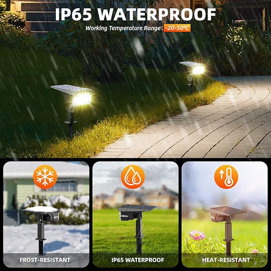 LEREKAM Solar Spot Lights Outdoor Landscape Light, 40 LEDs Solar Landscape Spotlights Outdoor Waterproof Auto On/Off Garden Lights, Outdoor Solar Lights for Yard Palm Tree Driveway Patio Pool