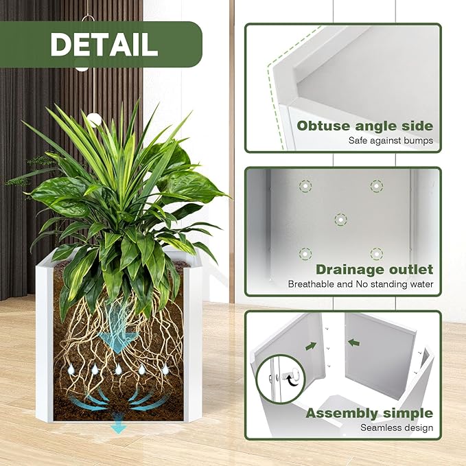 Steel Planter Box-20"x20"x20"-Large Square Planter Box-Outdoor Indoor-White Metal Planter Box Cube Steel Planters Heavy Duty Commercial Residential for Porch Patio Home Garden Hotel