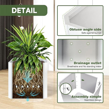 Steel Planter Box-20"x20"x20"-Large Square Planter Box-Outdoor Indoor-White Metal Planter Box Cube Steel Planters Heavy Duty Commercial Residential for Porch Patio Home Garden Hotel