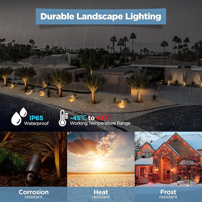 Gardencoin Solid Brass Outdoor Landscape Spotlights, 12V LED Low Voltage Landscape Lights for Garden and Yard, Bronze Heavy Duty Up Lighting Fixture Without MR16 Bulb, 12 Pack