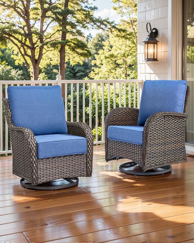 Luxury 22x24/22x25 6-Inch Outdoor Deep Seat Cushions Set of 6 - Comfortable Patio Zipper Chair Cushion for Wicker Dining Rocking Swivel Chairs Loveseat Couch Sectional Sofa - Navy Blue