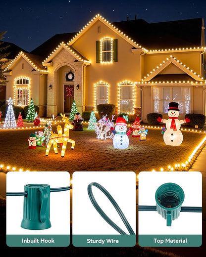 Brightown Commercial 250 FT C9 Christmas Light Sockets Set Spool, C9 Christmas Stringer Bulk Reel, C9 E17 Candelabra Base, SPT-1 8-Awg, Green Wire