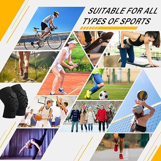 Haysandy 6 Pairs Knee Pads Bulk, Volleyball Breathable Knees Pads with Thick Sponge for Adult Youth Women Men Dancer Sport Training Workout Protector (Black,XL Size)