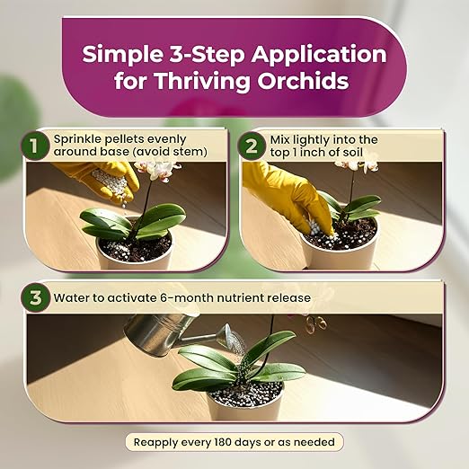 Orchid Fertilizer Pellets 13-11-11 Slow Release | Orchid Plant Food for Orchids | Orchid Fertilizer for Seedlings & Mature Plants | Multi-Purpose Blend & Gardening Supplies 5.2 oz Resealable Packaging
