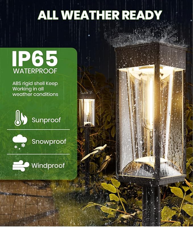 BITPOTT Solar Pathway Lights Outdoor,Bright Solar Lights for Outside, Waterproof Auto On/Off Garden Lights Solar Powered Landscape Lights for Yard Walkway Driveway Lawn (Warm&Cool, 12 Pack)