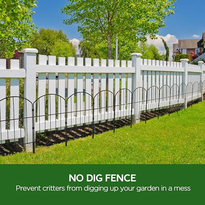Goovilla Garden Fence, Total 20ft(L) x 24in(H) Garden Fencing Animal Barrier, 19 Pcs Rustproof Metal Fence Panels, Black No Dig Fence, Decorative Garden Fences and Borders for Dogs, Flower Bed, Patio