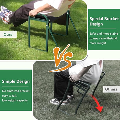 seasky Foldable Garden Kneeler and Seat, Anti-Tipping Heavy Duty 400 lbs Capacity, Widened Thick Soft Kneeling Pad, Gardening Stool with Tool Bag, Gifts for Women Seniors Parents