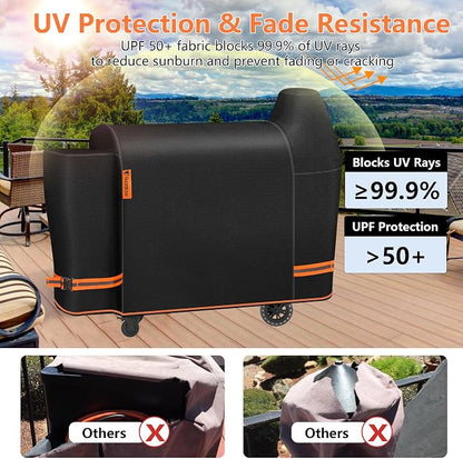 [Upgraded 1000D Heavy Duty Fabric] Grill Cover for Pit Boss Austin XL, Waterproof,Tear & Fade Resistant Pellet Smoker Cover for Pit Boss Rancher XL 1000, 1100 Pro, 1150, and Z Grill 1000 Series Grills