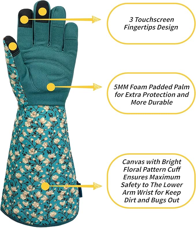 Thorn-proof Gardening and Garden Gloves,Durable Long Rose Yard Work Glove,Gifts for Men Women,Touchscreen