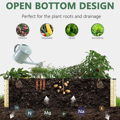 FOOWIN 4pcs 8x4x2ft Galvanized Raised Garden Bed, Planter Raised Garden Boxes Outdoor, Large Metal Raised Beds for Gardening, Garden Bed for Vegetables, Flowers, Herb,478 Gallon Capacity, Cream Yellow