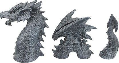 Design Toscano The Dragon of Falkenberg Castle Moat Lawn Garden Statue, 28 Inch Long, 14 Inch Tall, Cast Stone Resin, Gray Stone Finish