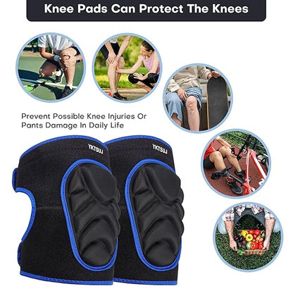 Knee Pad Women Men for Gardening House Working, Floor and Carpet Cleaning, Construction Work, Cleaning Knee Pads With High Elastic Fabric Black with Blue Edge M