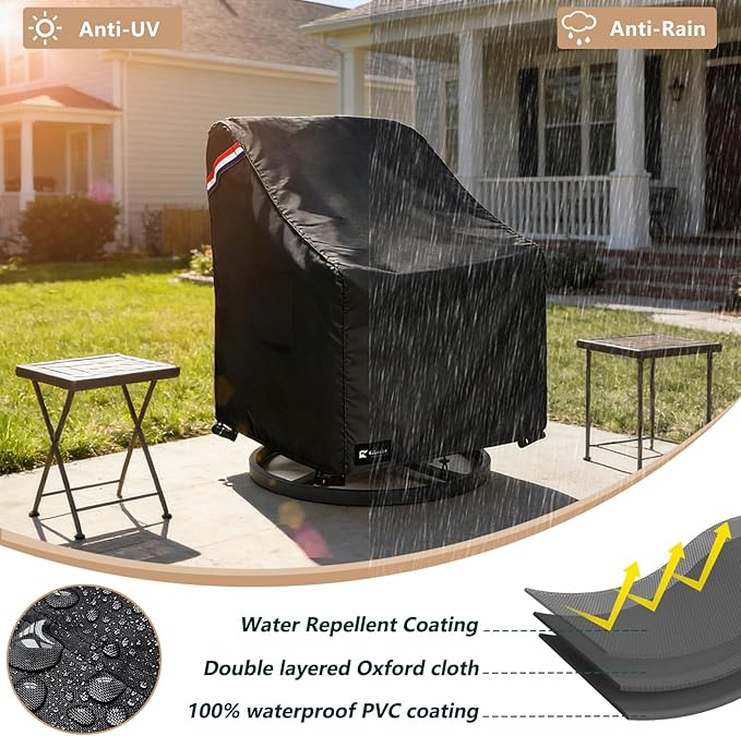 Outdoor Swivel Rocker Chair Cover 4 Pack, Waterproof Rocking Chair Covers, All-Weather Protection Outdoor Lawn Patio Furniture Covers for Patio Chair 35" W x 38" D x 32" H, Black