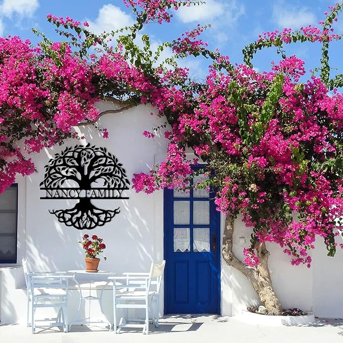 Tree of Life Wall Art, Custom Family Name Sign, Family Tree Wall Decor, Personalized Last Name Sign, Metal Wall Art for Living Room, Bedroom, Indoor, Outdoor, Housewarming Gift