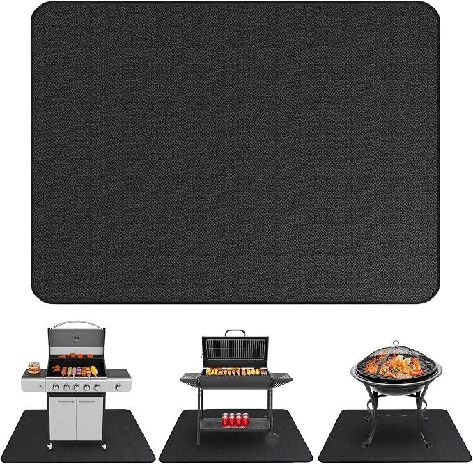 Under Grill Mats for Outdoor Grill (60 x 40 inch) Double-Sided Mat for Under Fire Pit Mat the Perfect Grill Matt for Outdoor Grill Deck Protector and BBQ Matt for Under Grill Mat for Deck