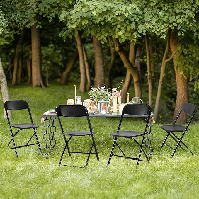 Sweetcrispy Folding Chair 12 Pack, Plastic Foldable Chairs with 330-Pound Capacity, Sturdy Metal Portable Chair, Easy to Use and Store, Outdoor and Indoor, for Home, Office, Party, Comfy, Black
