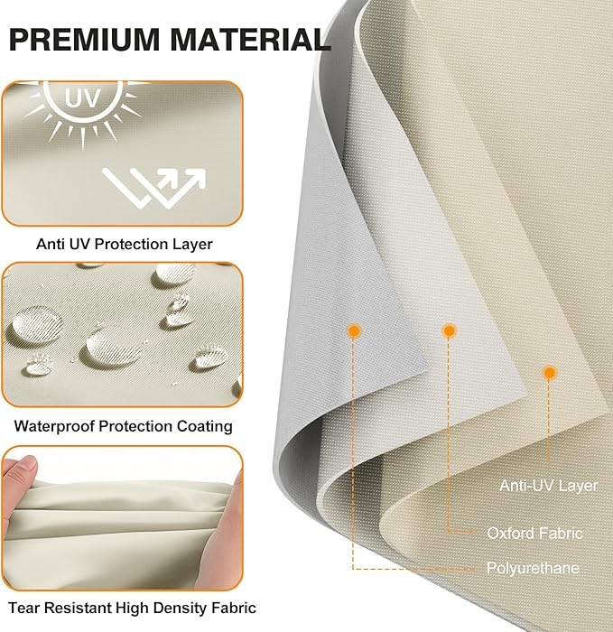 Patio Chair Covers Waterproof Heavy Duty Outdoor Furniture Cover with Air Vents for Lounge Lawn Deep Seat Outdoor Chair Beige & Brown 32W x 37D x 36H Inches (2 Pack)