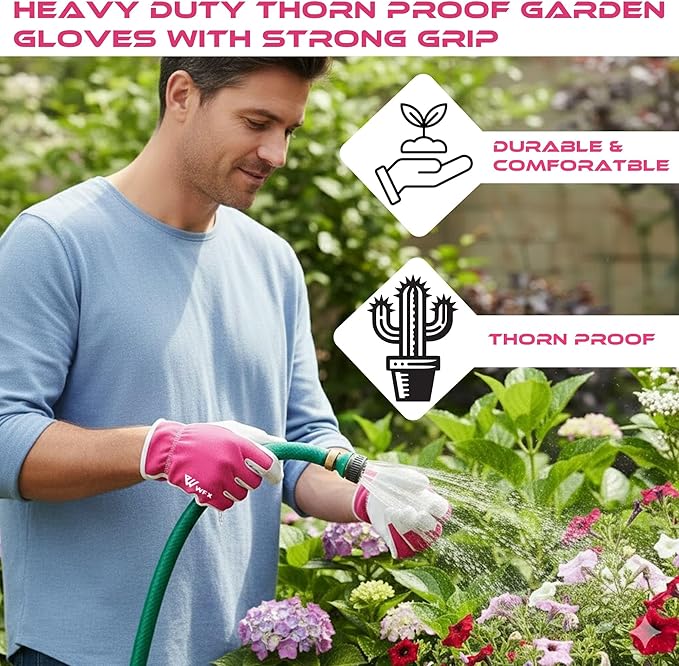 Work Gloves Gardening Breathable Rigger Palm Gardening Gloves Ladies Mens Gripper Utility Leather Thorn Proof