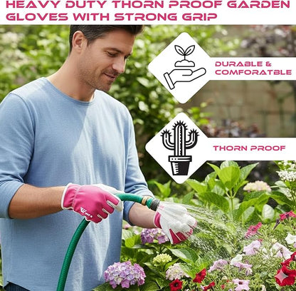 Work Gloves Gardening Breathable Rigger Palm Gardening Gloves Ladies Mens Gripper Utility Leather Thorn Proof