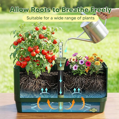 Raised Garden Bed with Tomato Cages，52"/4.3ft Tomato Planter with Trellis,Adjustable Height,Self Watering Planter Box for Vegetables & Climbing Plant Indoor Outdoor Balcony Patio (1)