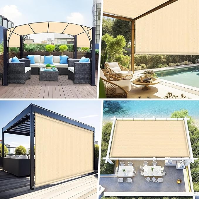 Shade&Beyond 6' W × 23' L Pergola Shade Cover Wheat Pergola Cover Canopy Replacement Shade Cloth for Garden, Patio, Deck, Porch with Grommets and Rods(Make Custom Size)