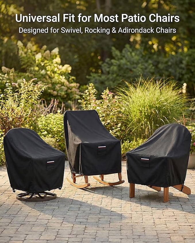 Waterproof Patio Chair Covers, 30W x 34D x 36H inches Heavy Duty Outdoor Furniture Protection Cover Weather Resistant 600D Oxford 2-Pack, Black
