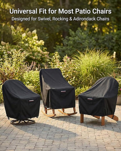 Waterproof Patio Chair Covers, 33W x 35D x 36H inches Heavy Duty Outdoor Furniture Protection Cover Weather Resistant 600D Oxford 2-Pack, Black