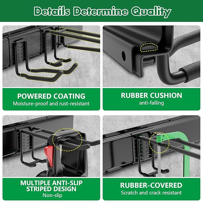 48" Garage Tool Organizer Wall Mount - 500lbs Garden Tool Organizer with Adjustable Hooks, Heavy Duty Metal Garage Storage Rack