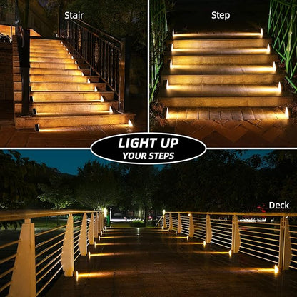 NIORSUN Solar Step Lights,6 Pack Warm White Solar Stair Lights Outdoor Waterproof IP67 Auto On Off,Solar Lights for Steps,Stair,Patio,Yard,Porch,Front Door,Sidewalk,Deck Decor