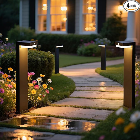 20.5" Solar Pathway Lights - Walkway Solar Lights for Outside - PIR Sensor & Two Lighting Modes - Rechargeable Battery Lasts Up to 55 Hours - 3000K - IP44 Weather Resistant - 4 Pack