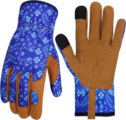 Leather Gardening Gloves for Women Thorn Proof Garden Gloves Touch Screen Working Gloves Gifts,M