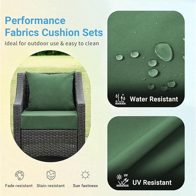 Outdoor Cushions for Patio Furniture,Outdoor Seat Cushion Set 24 x 24 x 4 Inch,Waterproof & Fade Resistant Outdoor Chair Cushions, Patio Chair Cushion, Forest Green